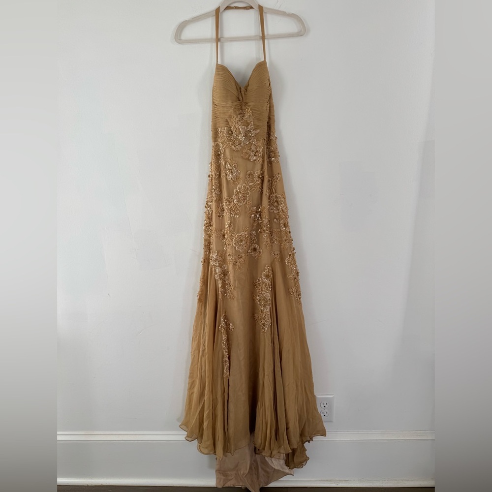 Jovani Gold and Nude Lace Evening Gown 2